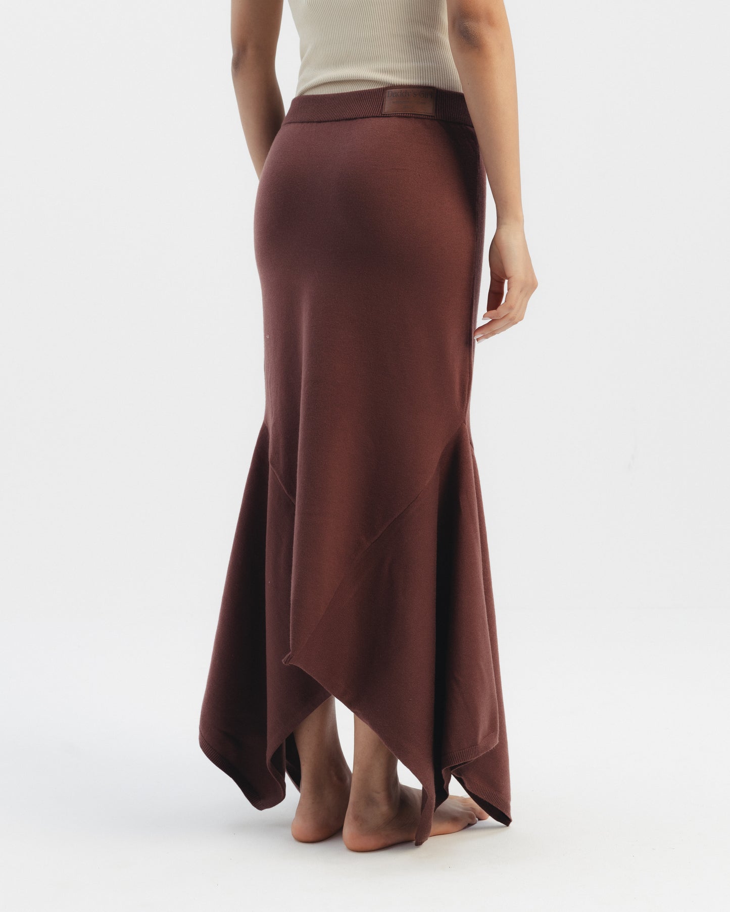 Asymmetric Knit Maxi Skirt