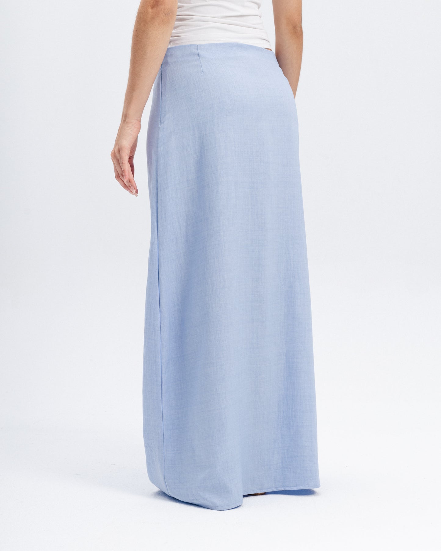 Linen-Blend Maxi Skirt in Baby Blue