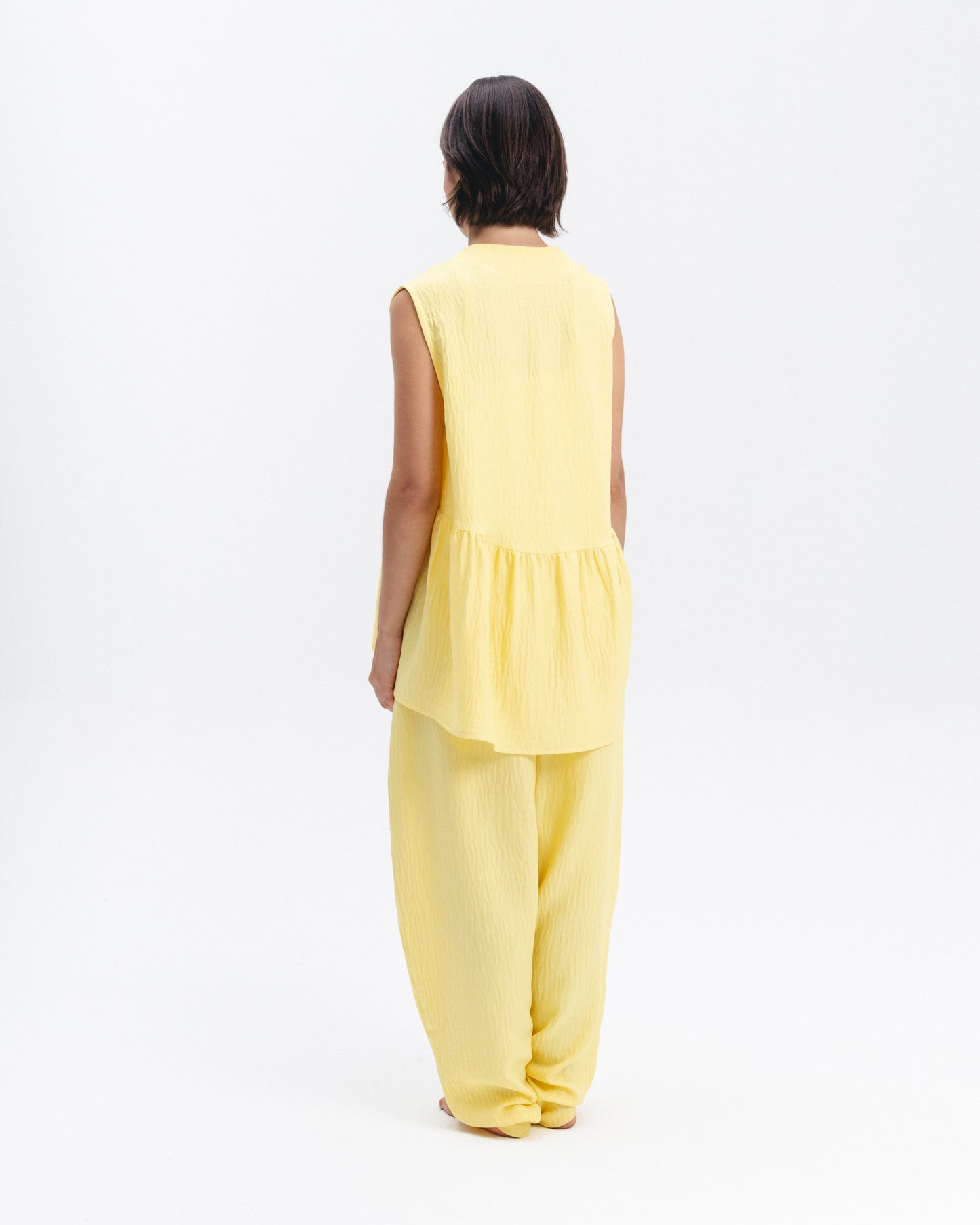 Sleeveless Linen-Blend Top in Yellow
