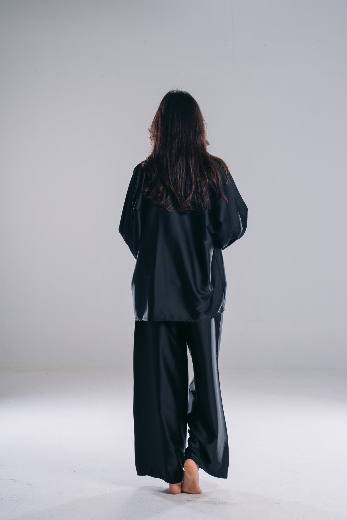 Satin Cardigan in Black