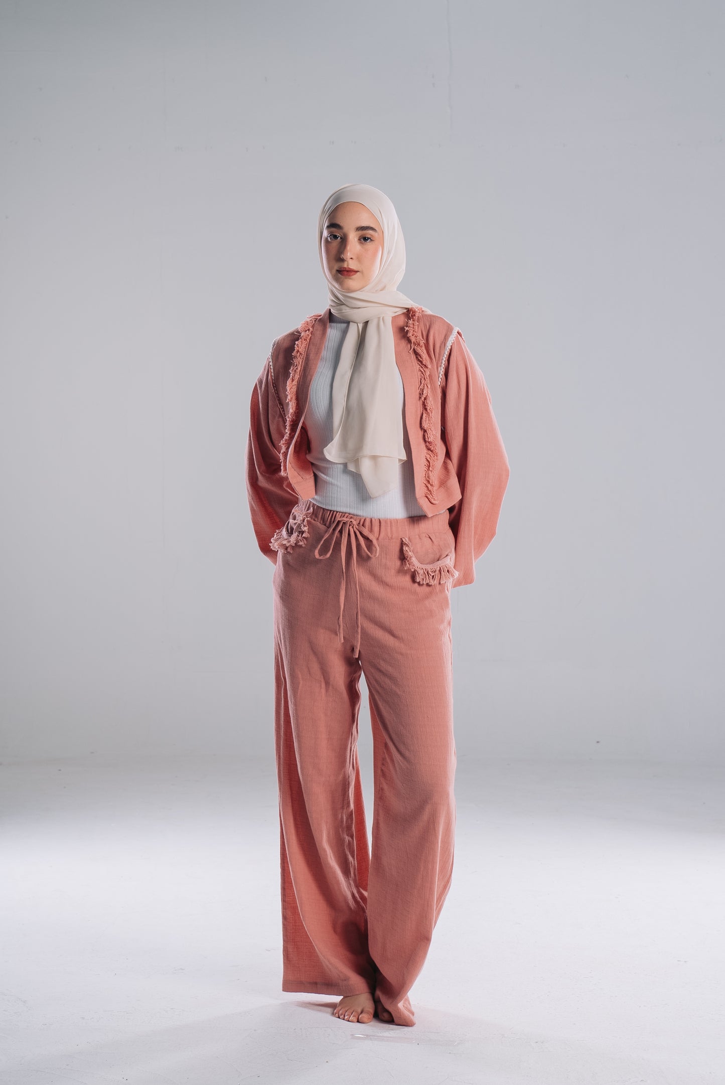 The Pinkish Orange Cropped Cardigan