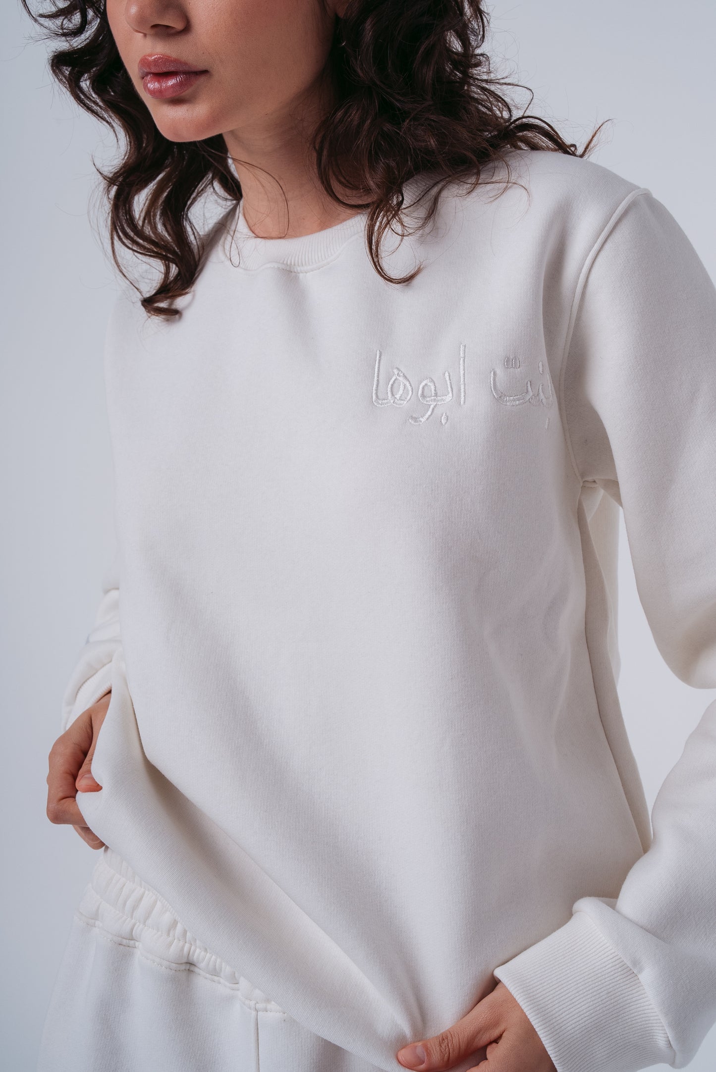 Basic Bent Abouha Crewneck in White