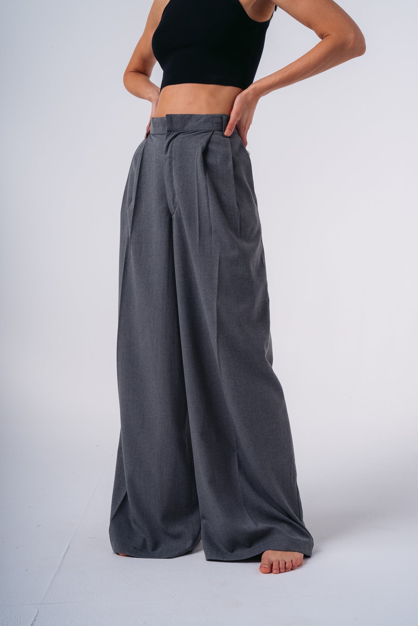 Wide Leg Trousers in Grey