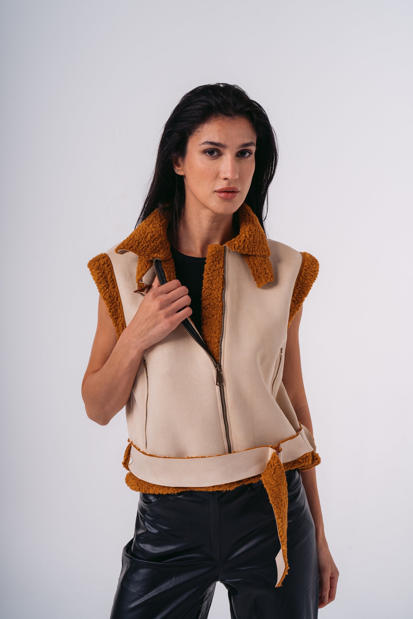 Double-Faced Vest in Beige