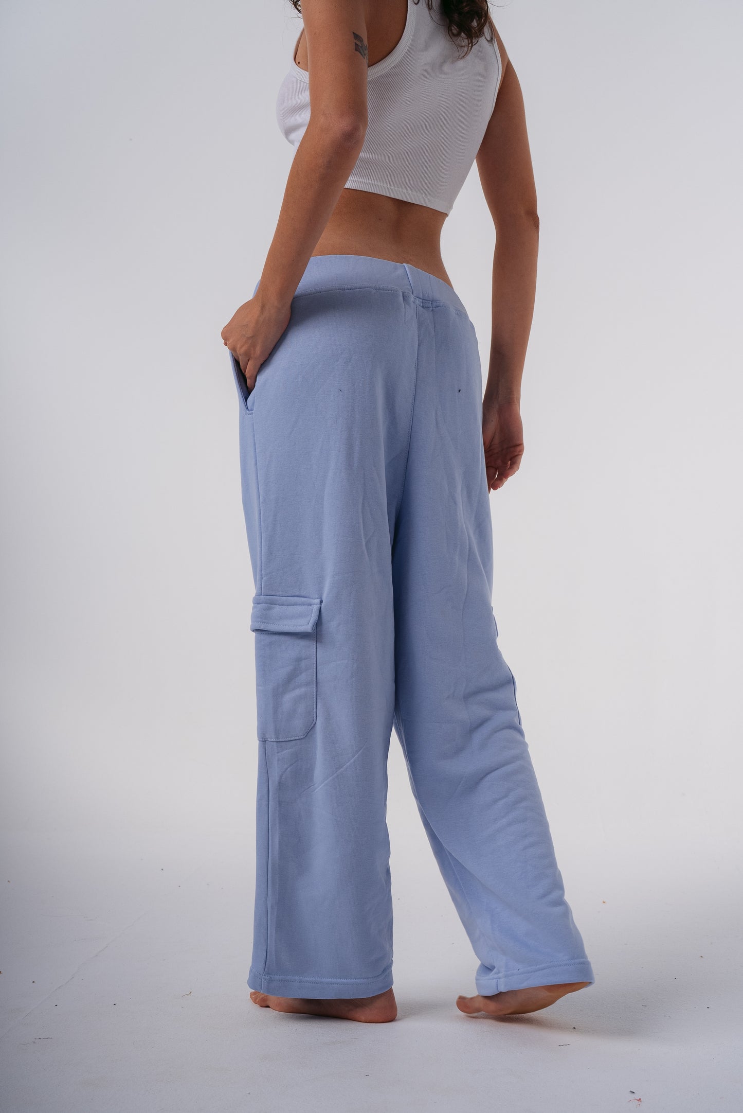 Wide-Leg Sweatpants in Baby Blue