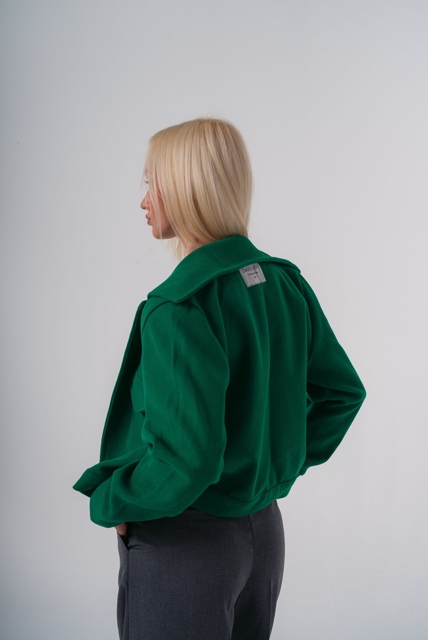 Cropped Wool Jacket in Green