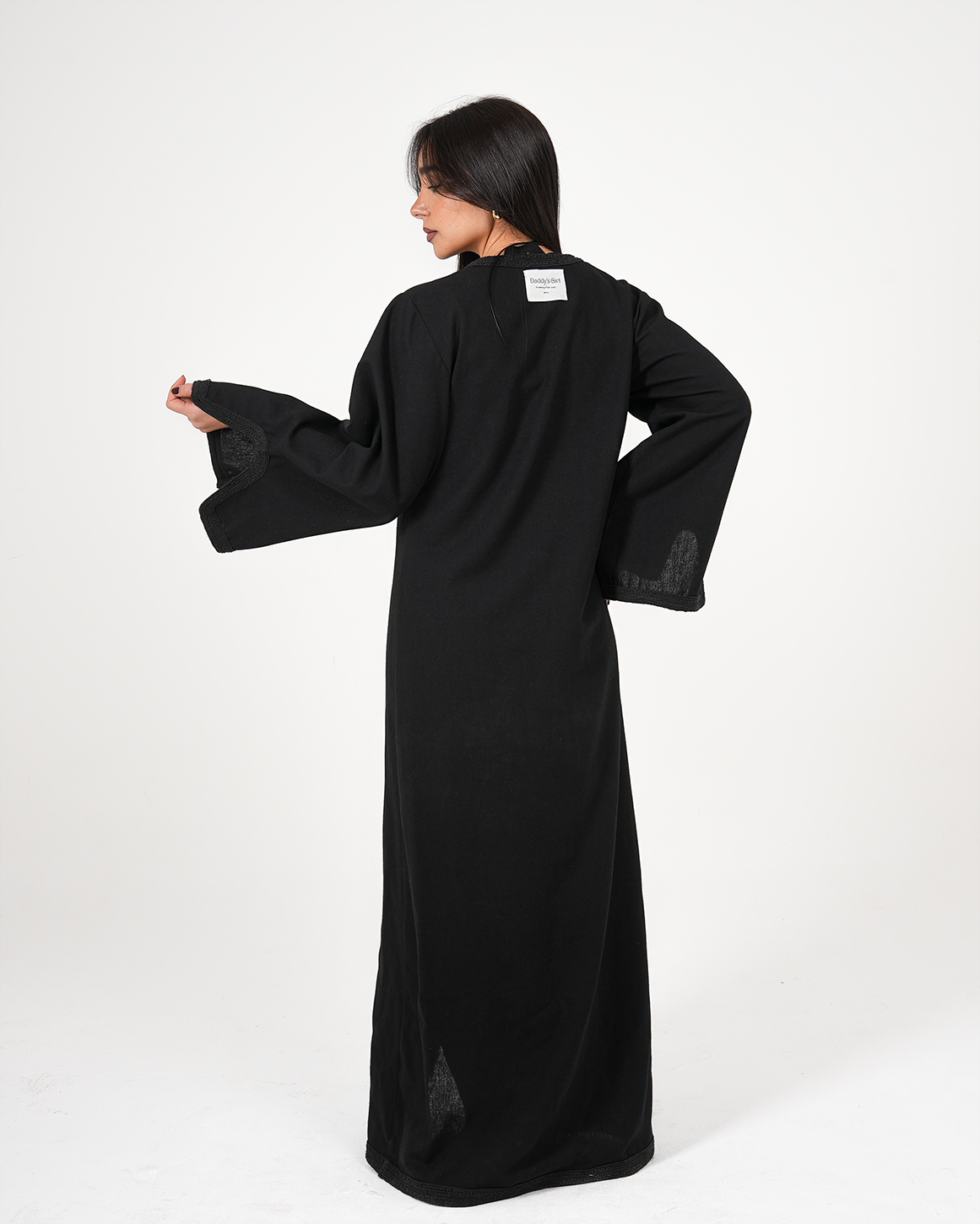 V-neck Linen Dress in Black