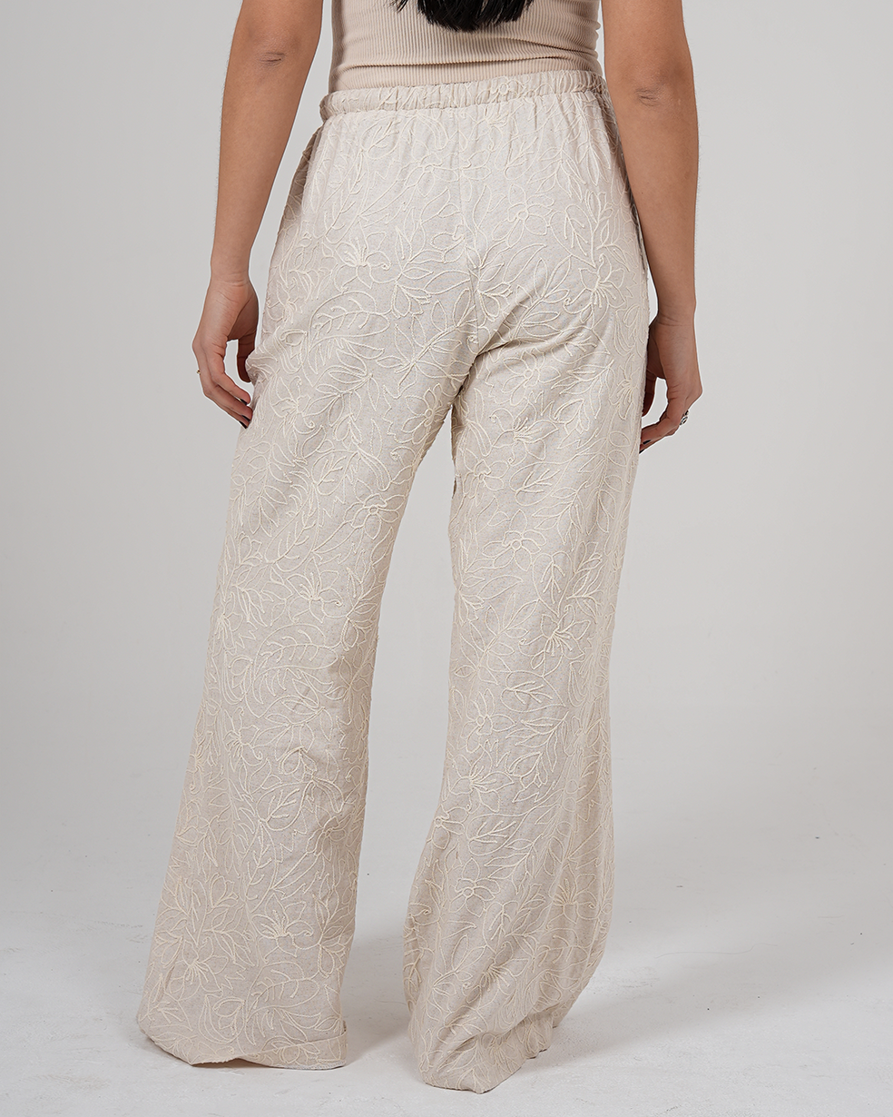 Textured Linen Pants In Beige