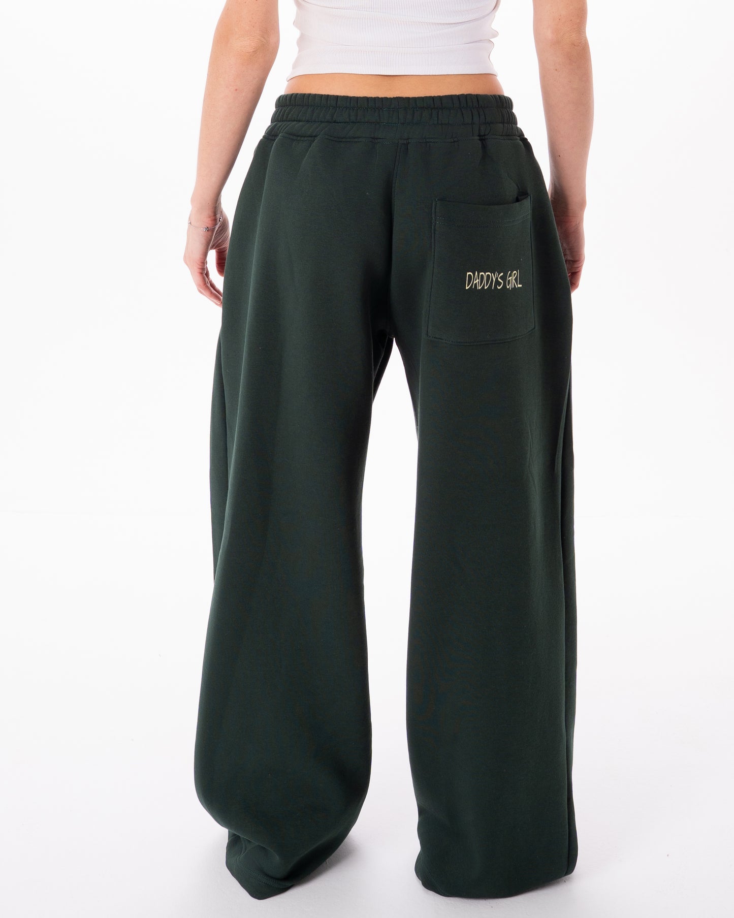 Wide-Leg Sweatpants in Dark Green