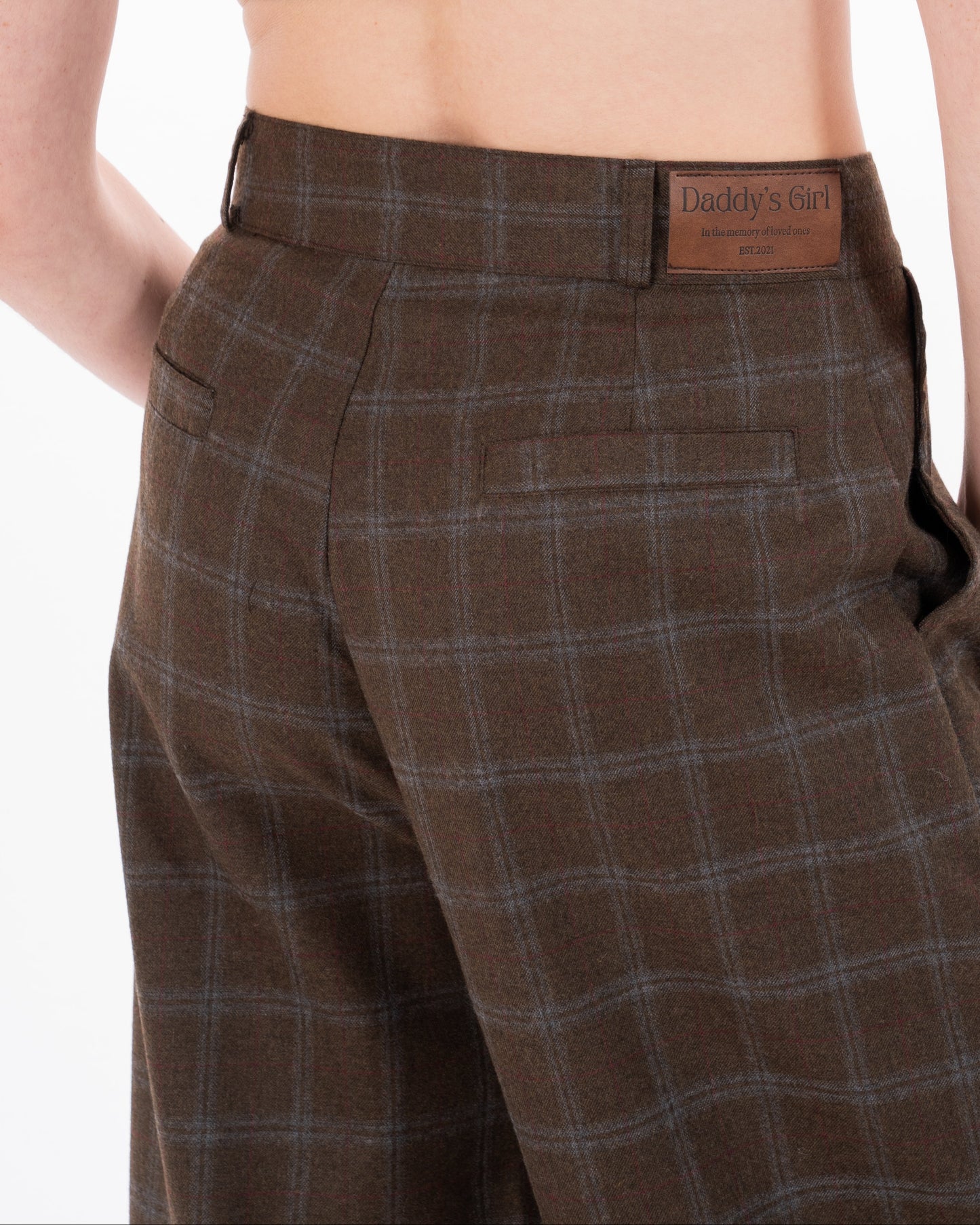 Checked Straight Fit Pants in Brown