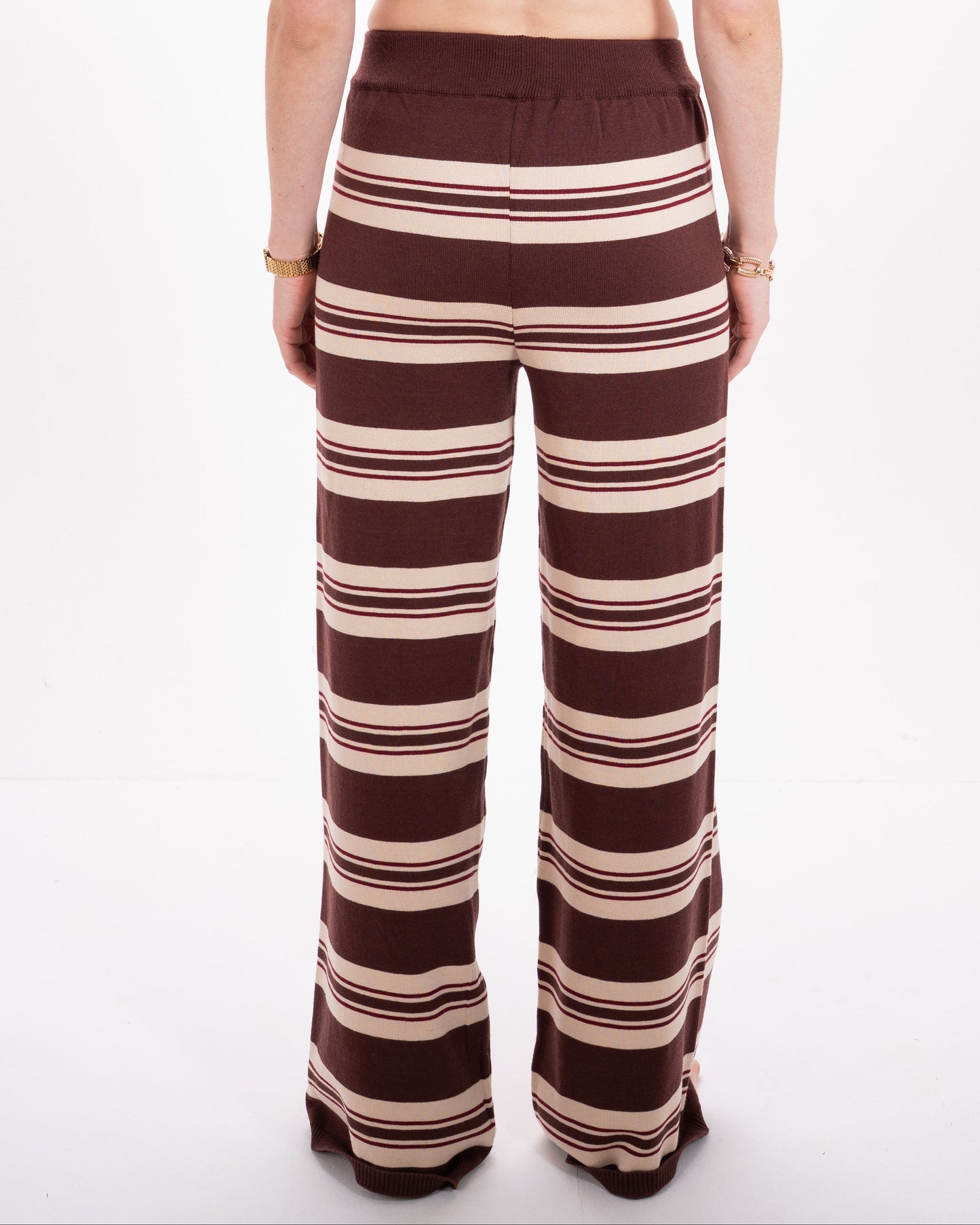 Striped Knit Pants in Brown