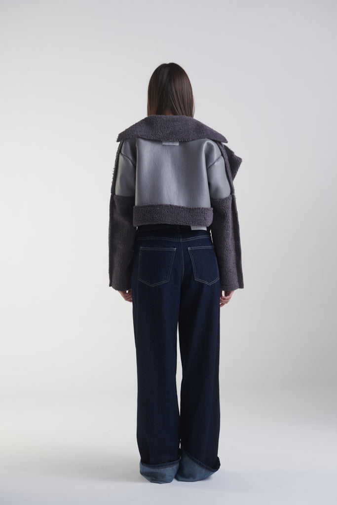 Double-Faced Leather Jacket in Grey