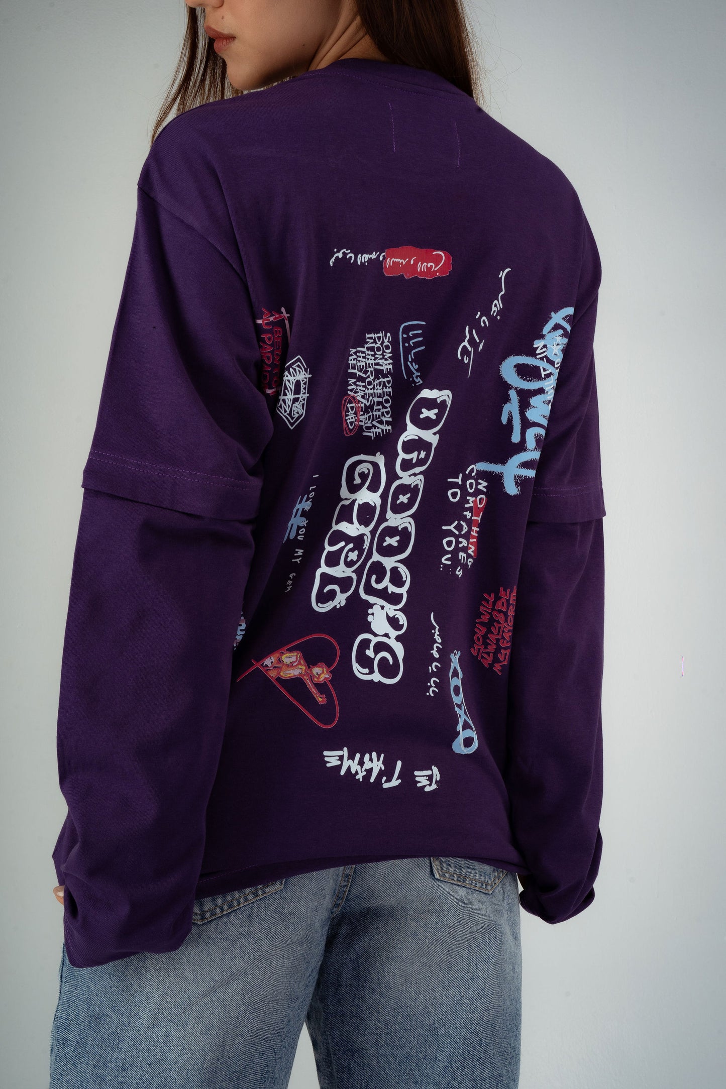 “Bent Abouha” Long-Sleeve T-shirt in purple