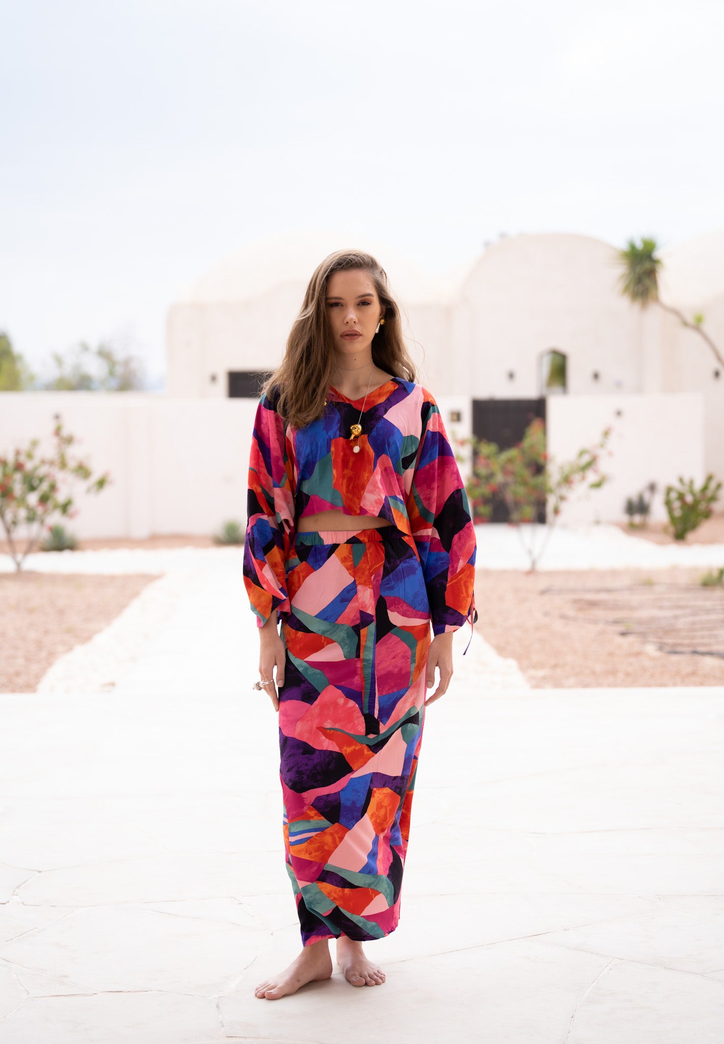 Linen Skirt with Front Drawstring