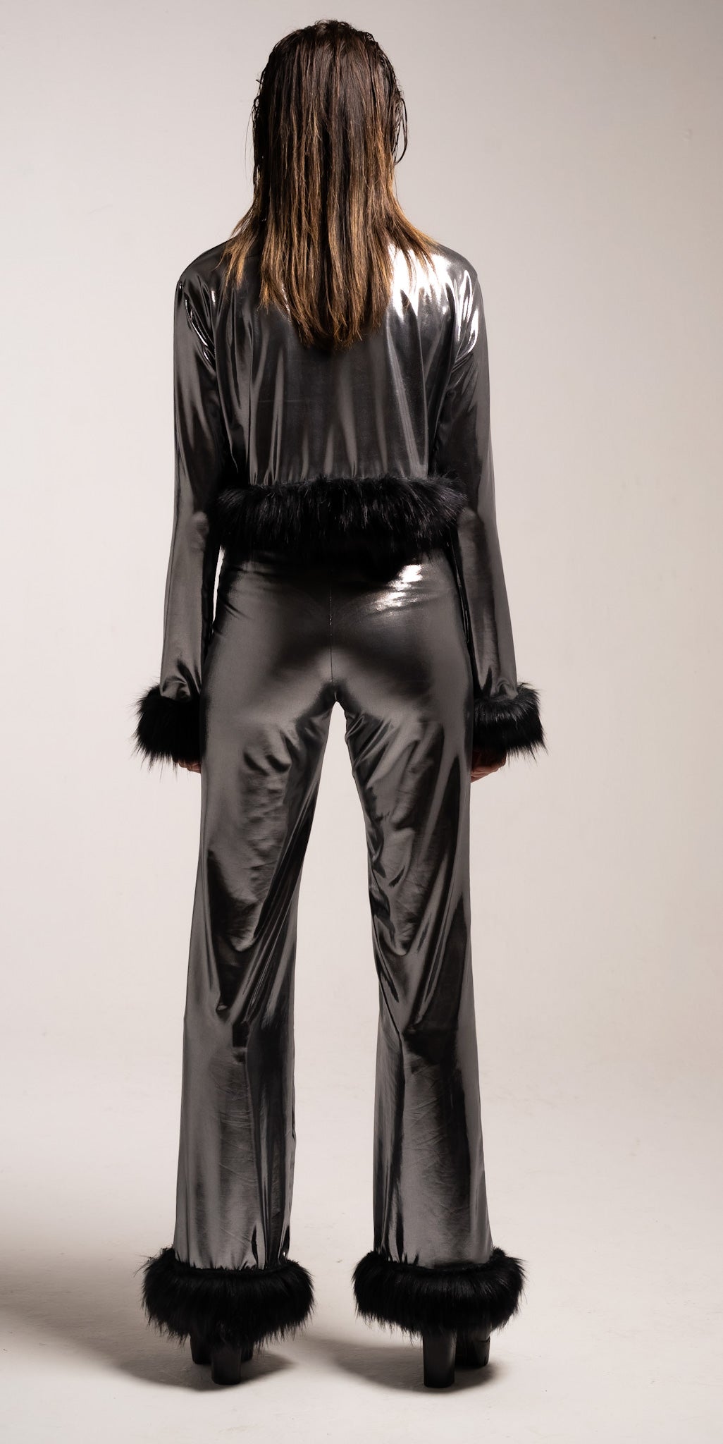 Pants with Feather Trims