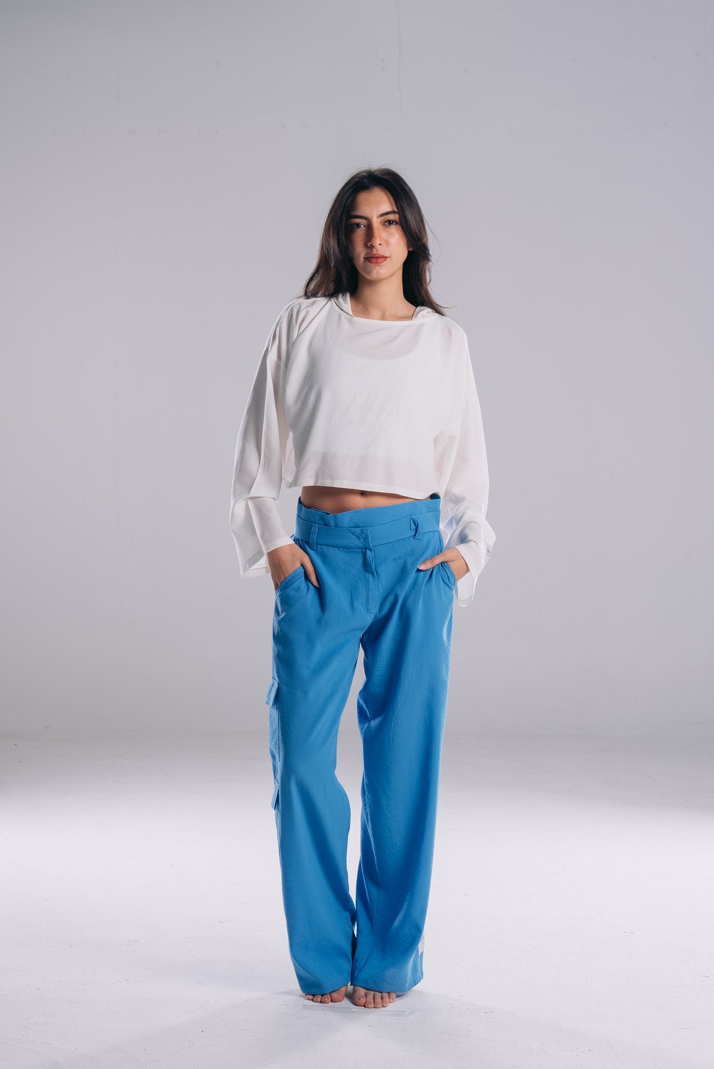 Double Waisted Pants in Blue