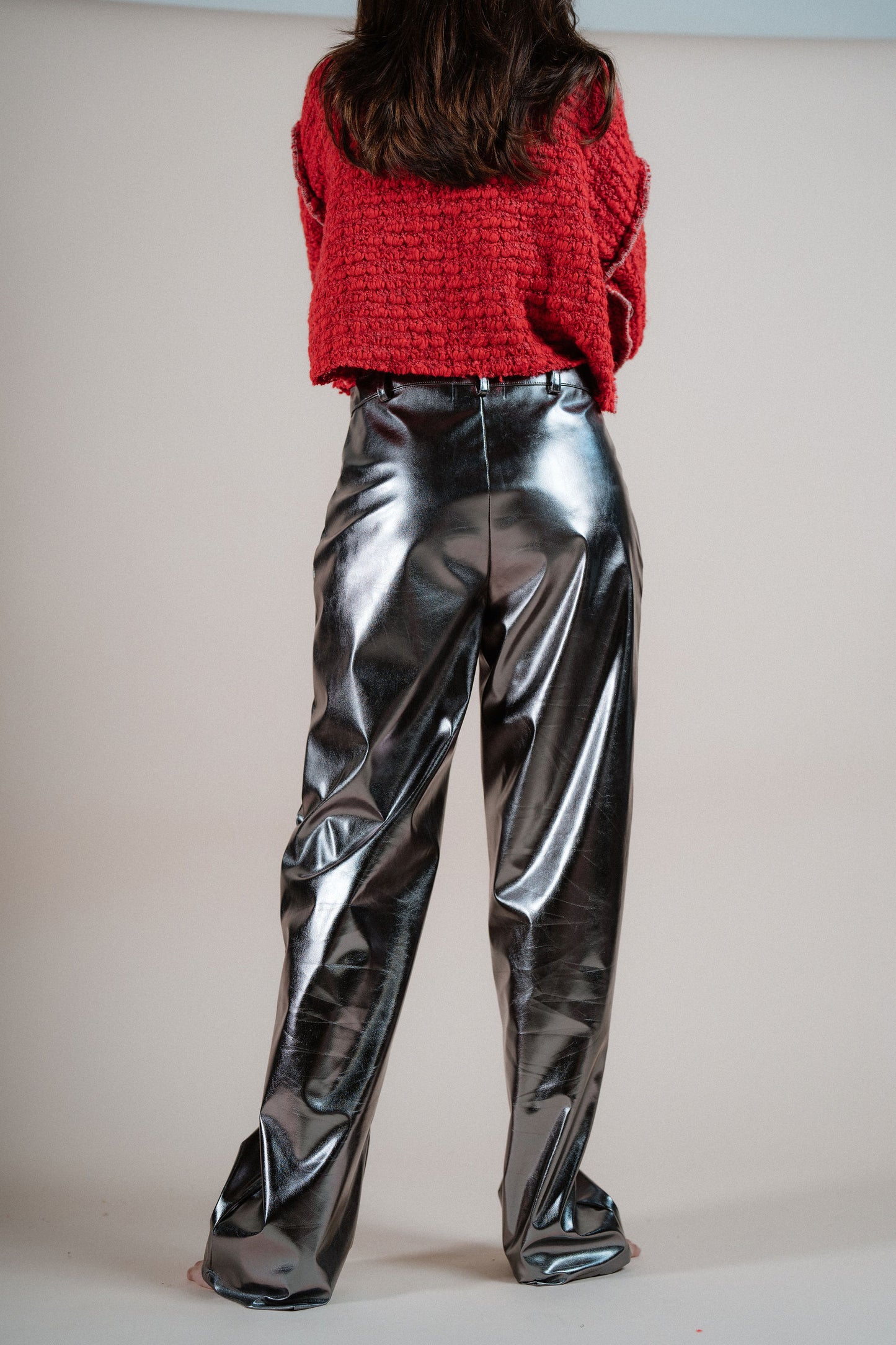 Metallic Pants in Silver