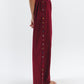 Button Detail Wide-Leg Trousers in Burgundy