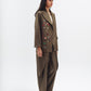 Linen Blend Blazer With Decorative Buttons in Olive