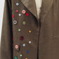 Linen Blend Blazer With Decorative Buttons in Olive