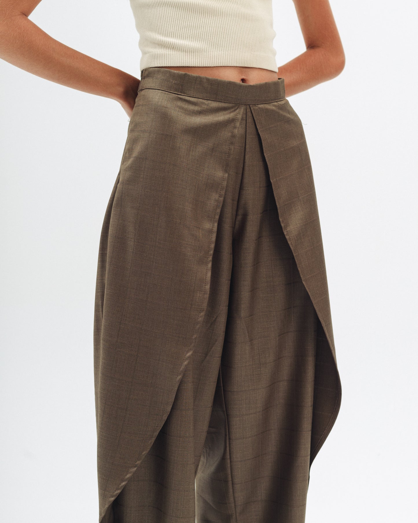Draped Tailored Trousers in Olive