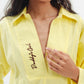 Embroidered Poplin Maxi Dress in Yellow
