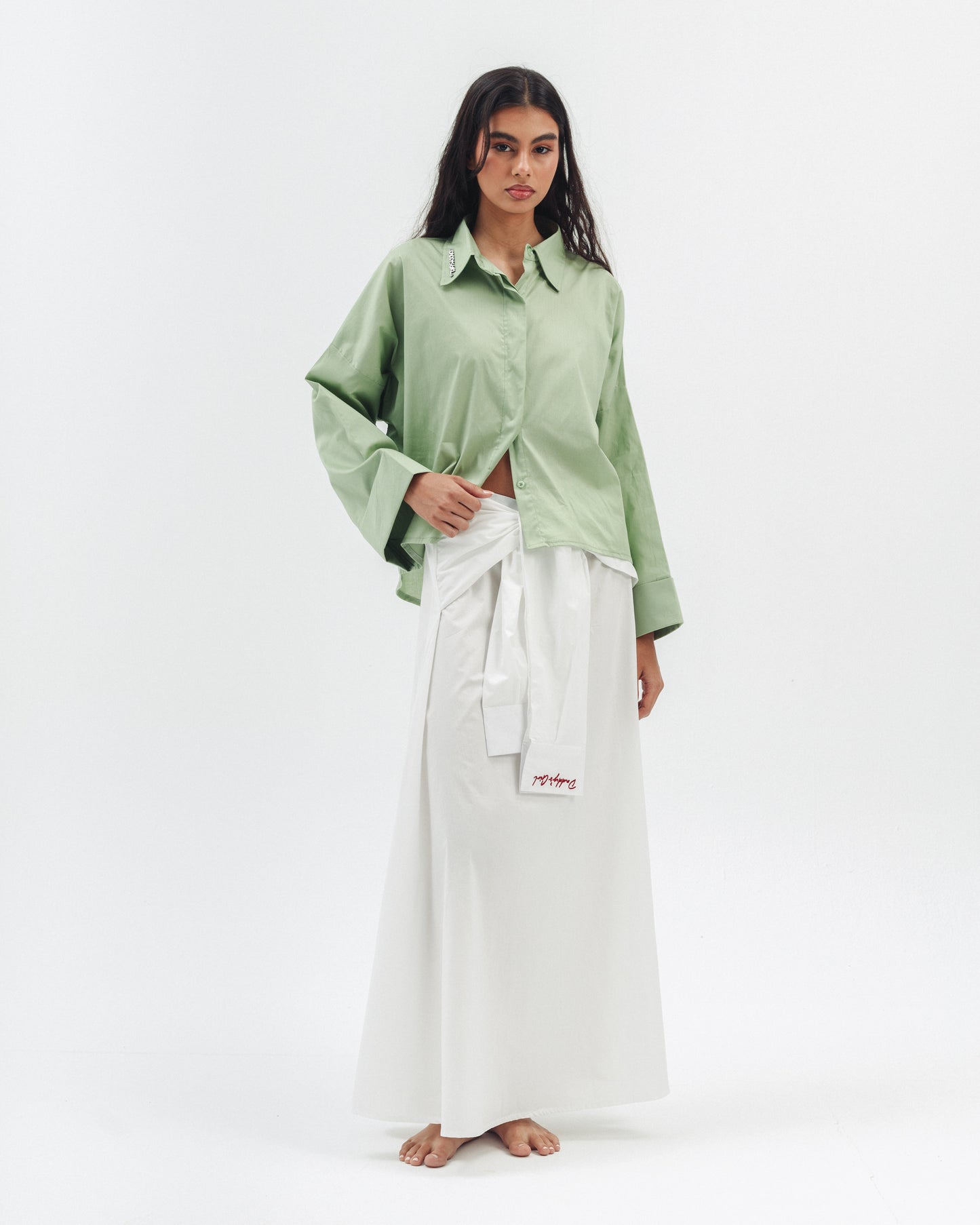 Wrapped Shirt Maxi Skirt