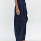 Draped Tailored Trousers in Navy Blue