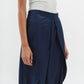 Draped Tailored Trousers in Navy Blue