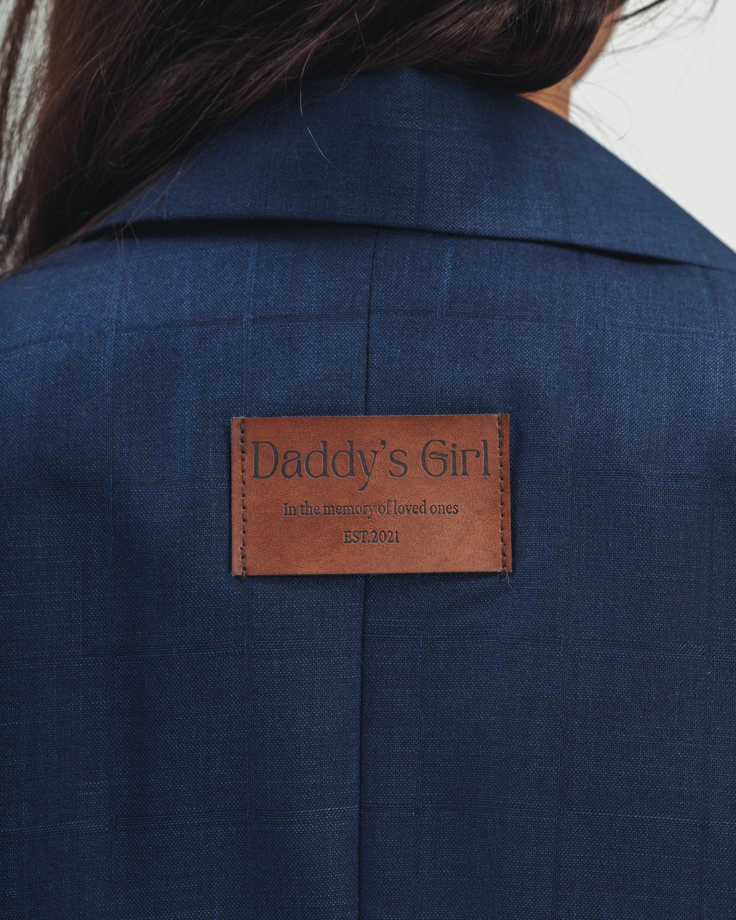 Linen Blend Blazer With Decorative Buttons in Navy Blue
