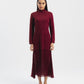 High Neck Knit Dress with Pleated Hem