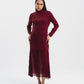 High Neck Knit Dress with Pleated Hem