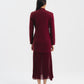 High Neck Knit Dress with Pleated Hem