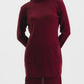 High Neck Knit Dress with Pleated Hem
