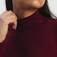 High Neck Knit Dress with Pleated Hem