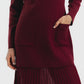 High Neck Knit Dress with Pleated Hem