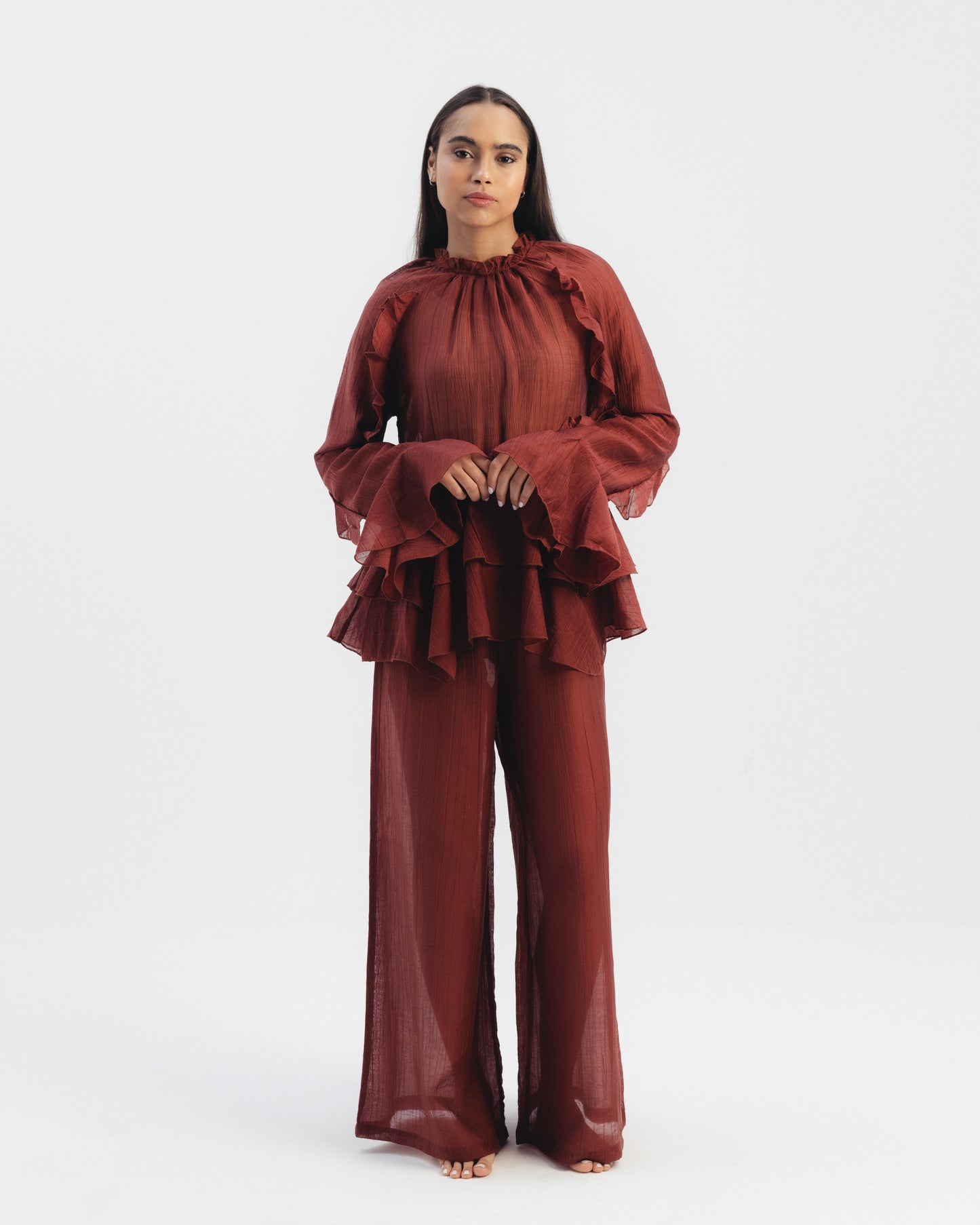 Ruffle Detail Sheer Co-Ord Set