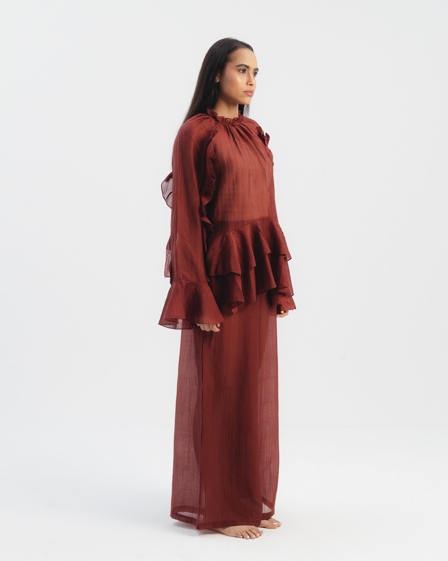 Ruffle Detail Sheer Co-Ord Set