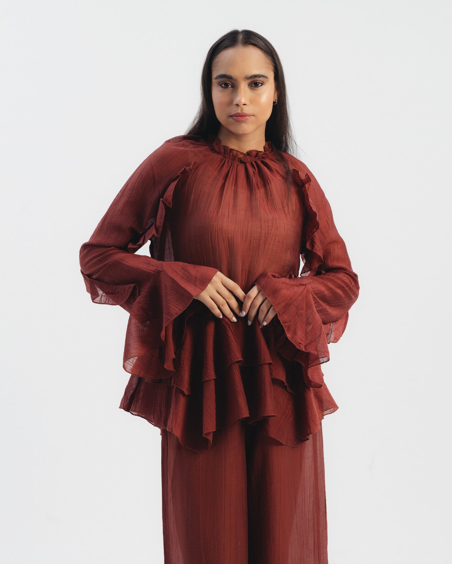 Ruffle Detail Sheer Co-Ord Set