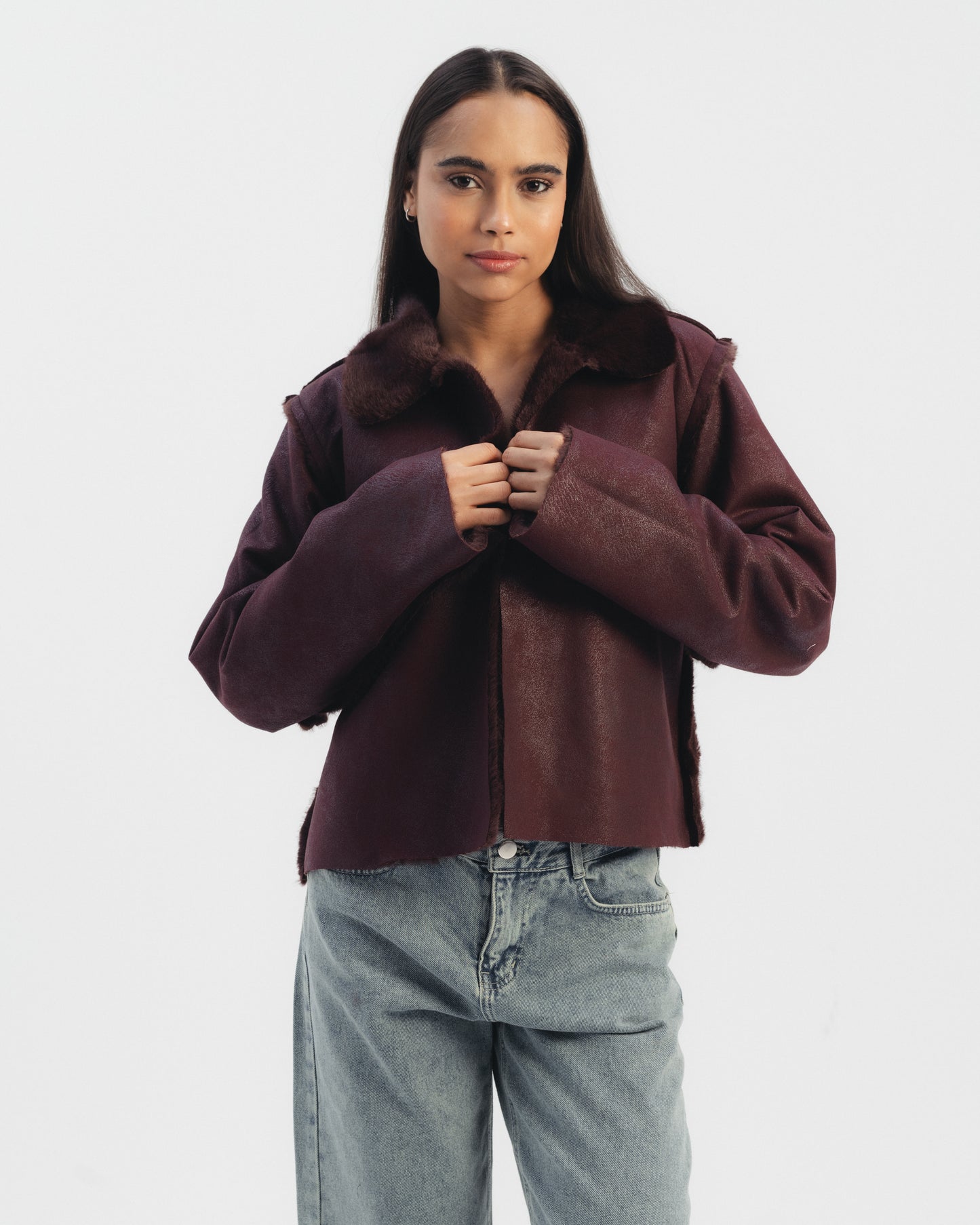 Reversible Double Faced Jacket in Burgandy