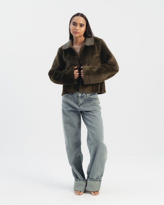 Reversible Double Faced Jacket in Olive