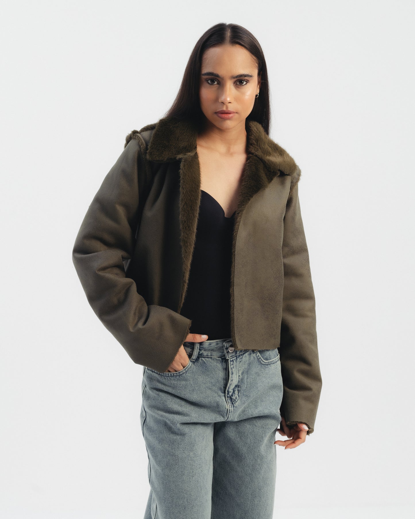 Reversible Double Faced Jacket in Olive