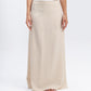Linen-Blend Maxi Skirt in Beige
