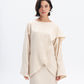 Asymmetric Linen-Blend Top in Beige