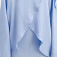 Asymmetric Linen-Blend Top in Baby Blue