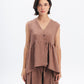 Sleeveless Linen-Blend Top in Brown