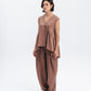 Sleeveless Linen-Blend Top in Brown