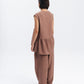Sleeveless Linen-Blend Top in Brown