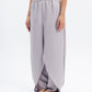 Layered Linen-Blend Pants in Grey