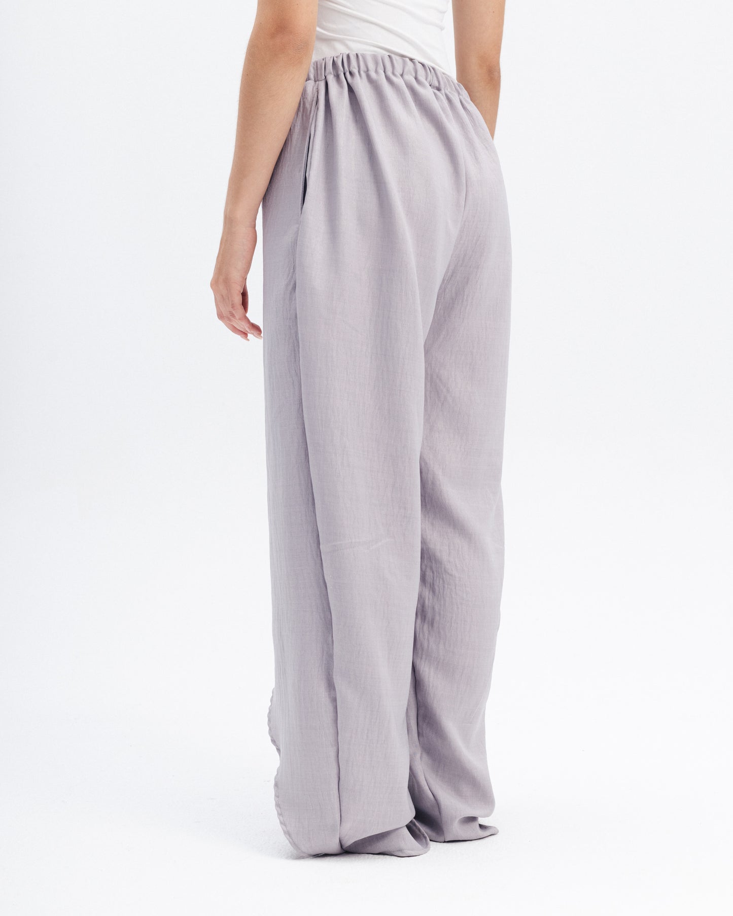 Layered Linen-Blend Pants in Grey